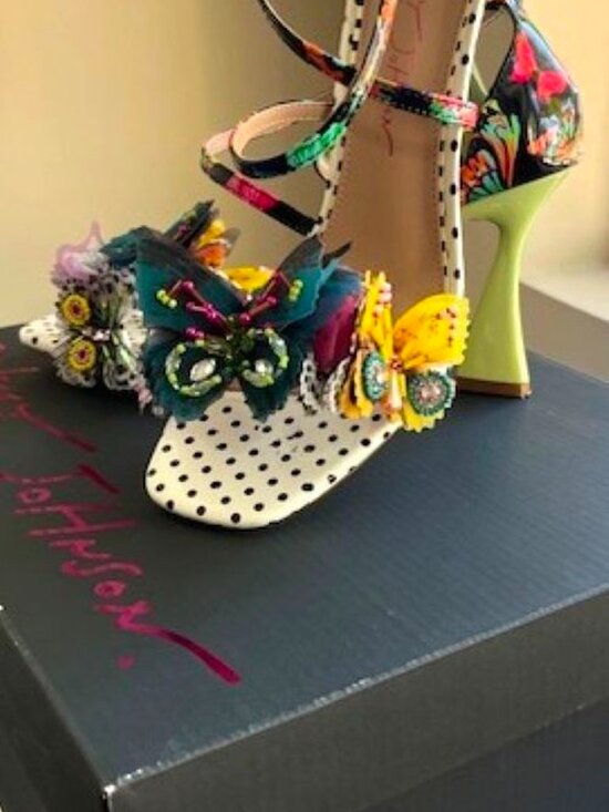Betsey Johnson LEILAND Black/Multi BUTTERFLIES Sandals - Picture 6 of 8